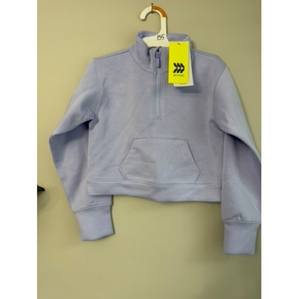 All in Motion Pullover Girls XS 4/5 Purple 1/4 Zip Cropped Sweatshirt NWT